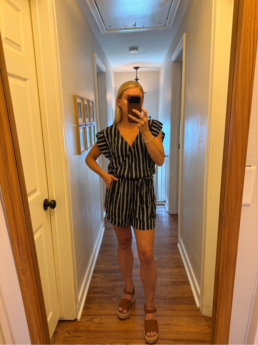 LOFT Striped Romper Small